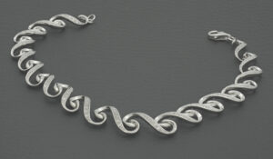 18ct White Gold 0.20ct Diamond Swirl Bracelet 8&#8243; 11mm