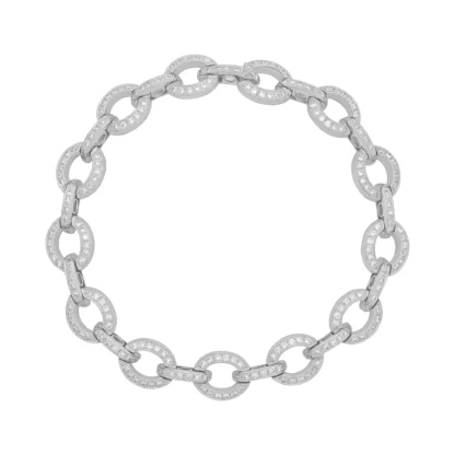 18ct White Gold Diamond Loop Bracelet 7.5" 9.5mm