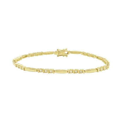 18ct Yellow Gold Diamond Bracelet 7.5" 1.5mm