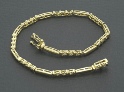 18ct Yellow Gold Diamond Bracelet 7.5" 1.5mm - Image 4