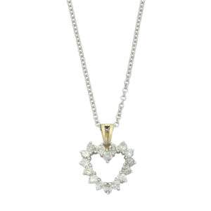 18ct White Gold 0.16ct Diamond Heart Necklace 18&#8221;