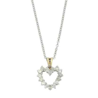 18ct White Gold 0.16ct Diamond Heart Necklace 18''