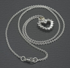 18ct White Gold 0.16ct Diamond Heart Necklace 18&#8221;