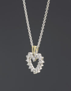 18ct White Gold 0.16ct Diamond Heart Necklace 18&#8221;