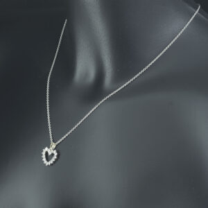 18ct White Gold 0.16ct Diamond Heart Necklace 18&#8221;