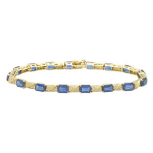 18ct Yellow Gold 0.32ct Diamond &#038; Sapphire Bracelet 7.5&#8243; 4mm