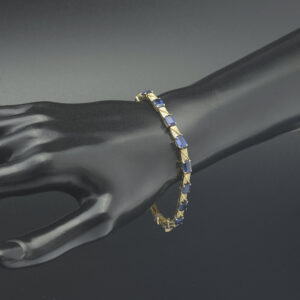 18ct Yellow Gold 0.32ct Diamond &#038; Sapphire Bracelet 7.5&#8243; 4mm