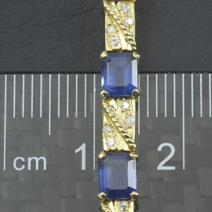 18ct Yellow Gold 0.32ct Diamond & Sapphire Bracelet 7.5" 4mm - Image 2
