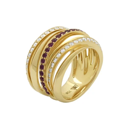 18ct Rose Gold 0.50ct Diamond & Ruby Cocktail Ring