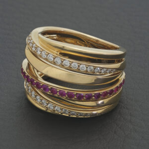 18ct Rose Gold 0.50ct Diamond &#038; Ruby Cocktail Ring