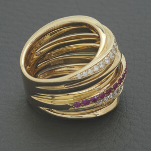 18ct Rose Gold 0.50ct Diamond &#038; Ruby Cocktail Ring