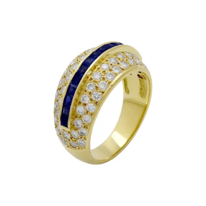 18ct Yellow Gold 1.00ct Diamond & 0.45ct Sapphire Ring