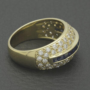 18ct Yellow Gold 1.00ct Diamond & 0.45ct Sapphire Ring