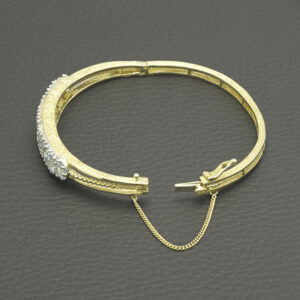 9ct Yellow Gold 0.50ct Diamond & Aquamarine Bangle