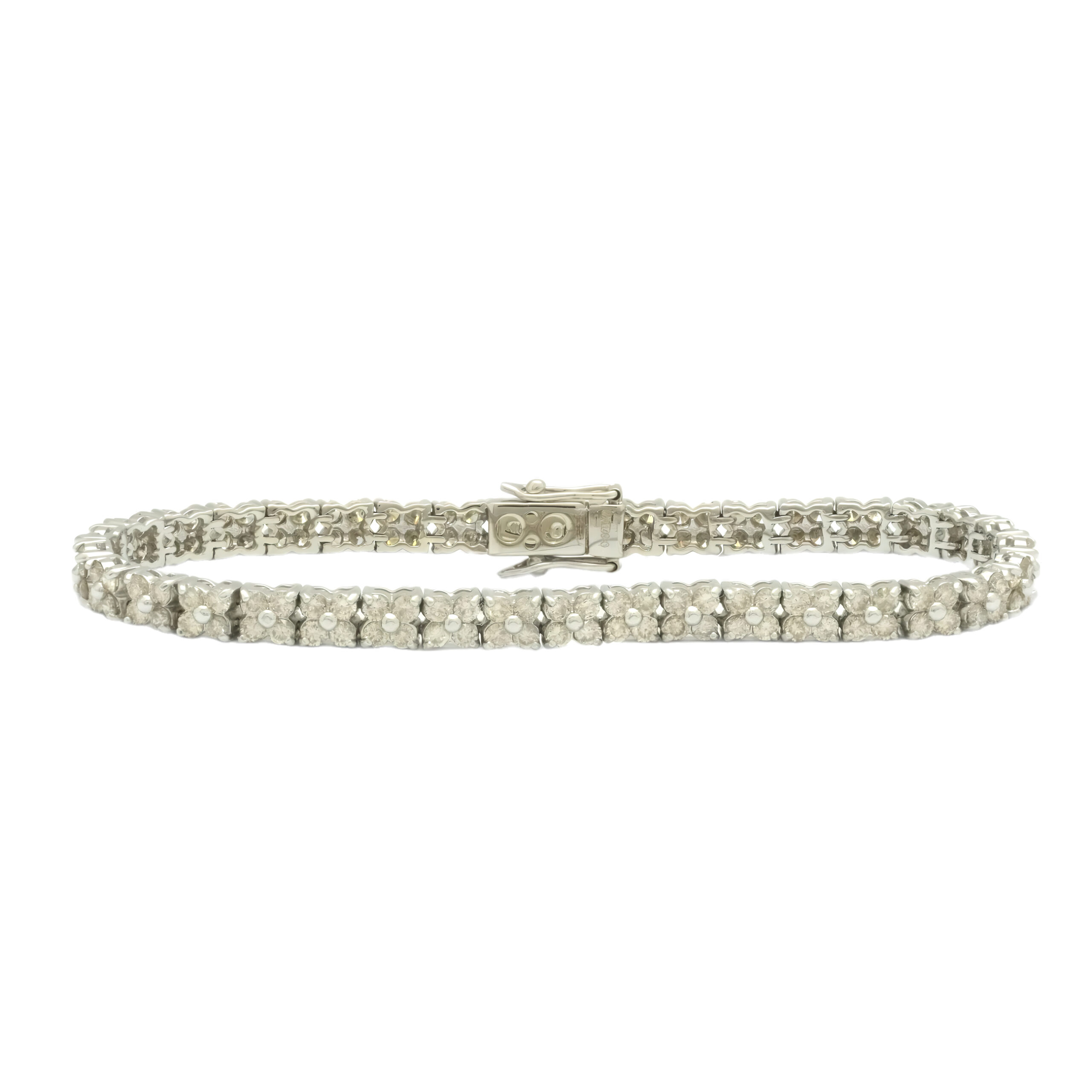 18ct White Gold 5.00ct Diamond Tennis Bracelet 7" 4mm