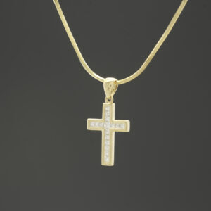 18ct Yellow Gold 0.42ct Diamond Cross Necklace 16&#8243;