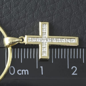18ct Yellow Gold 0.42ct Diamond Cross Necklace 16&#8243;