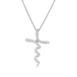 9ct White Gold 0.50ct Fancy Diamond Cross Necklace 24″