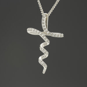 9ct White Gold 0.50ct Fancy Diamond Cross Necklace 24&#8243;