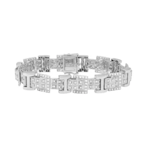 14ct White Gold 2.00ct Diamond Fancy Link Bracelet 8.5″ 14mm
