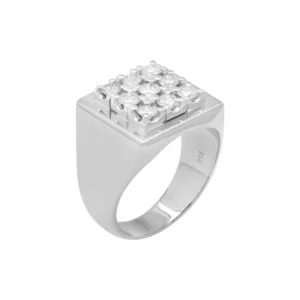 18ct White Gold 0.75ct Diamond Signet Ring