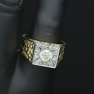 18ct Yellow Gold 0.80ct Diamond Signet Ring