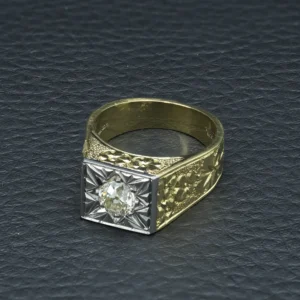 18ct Yellow Gold 0.80ct Diamond Signet Ring