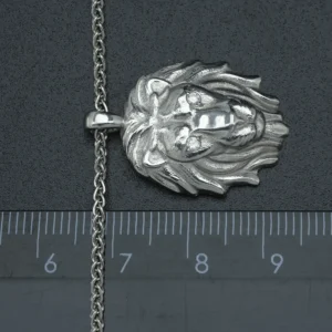 Platinum 0.05ct Diamond Necklace & Lion Pendant 18″ 2mm