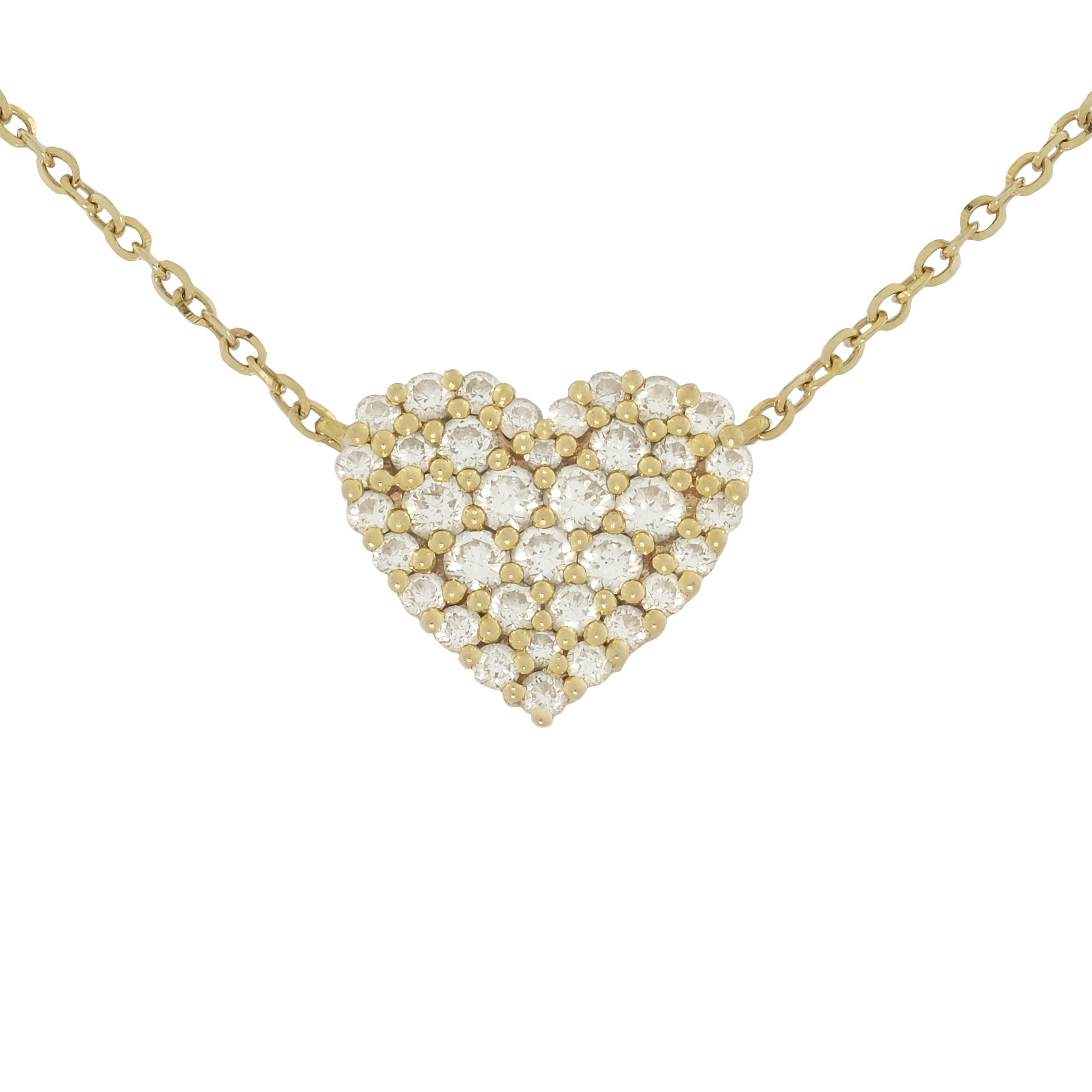 18ct Yellow Gold 0.54ct Diamond Heart Pendant & Chain