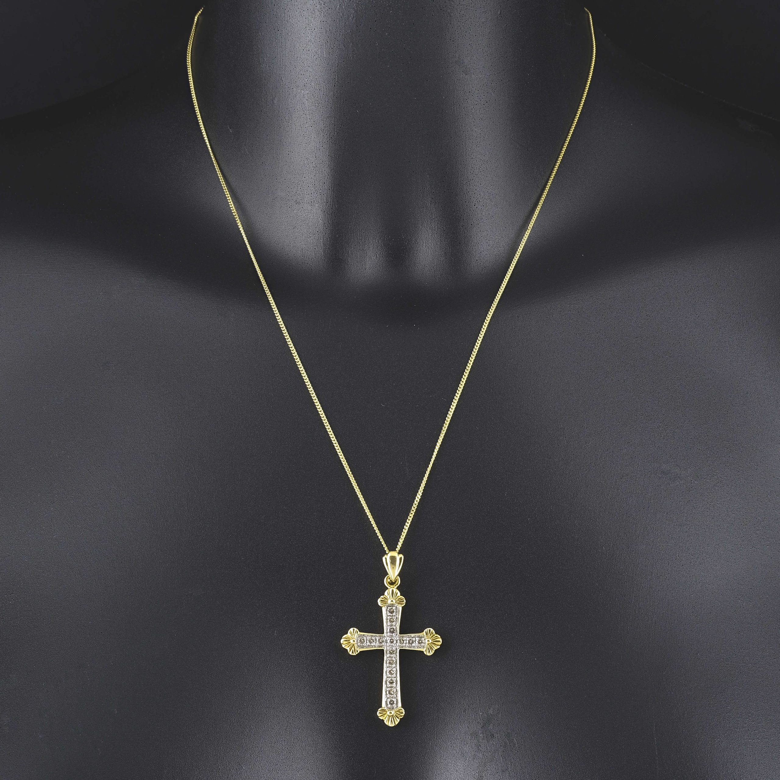 Amazon.com: TGDJ 14k Yellow Gold Religious Cross Pendant with 1mm Snail  Link Chain Necklace (16.0): Clothing, Shoes & Jewelry