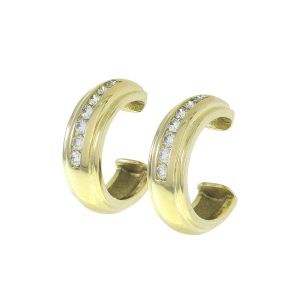 18ct Yellow Gold 0.10ct Diamond Half-Hoop Earrings