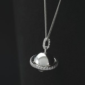 Platinum 0.40ct Diamond Globe Necklace 18″