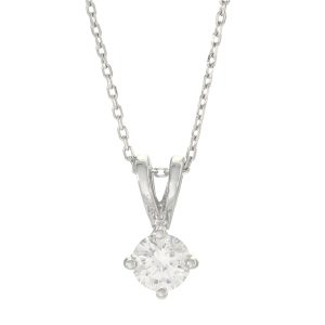 18ct White Gold 0.55ct Round Diamond Solitaire Necklace 16&#8243;