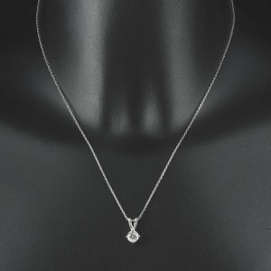 18ct White Gold 0.55ct Round Diamond Solitaire Necklace 16″