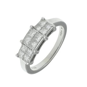 18ct White Gold 1.00ct Princess Cut Diamond Cluster Ring