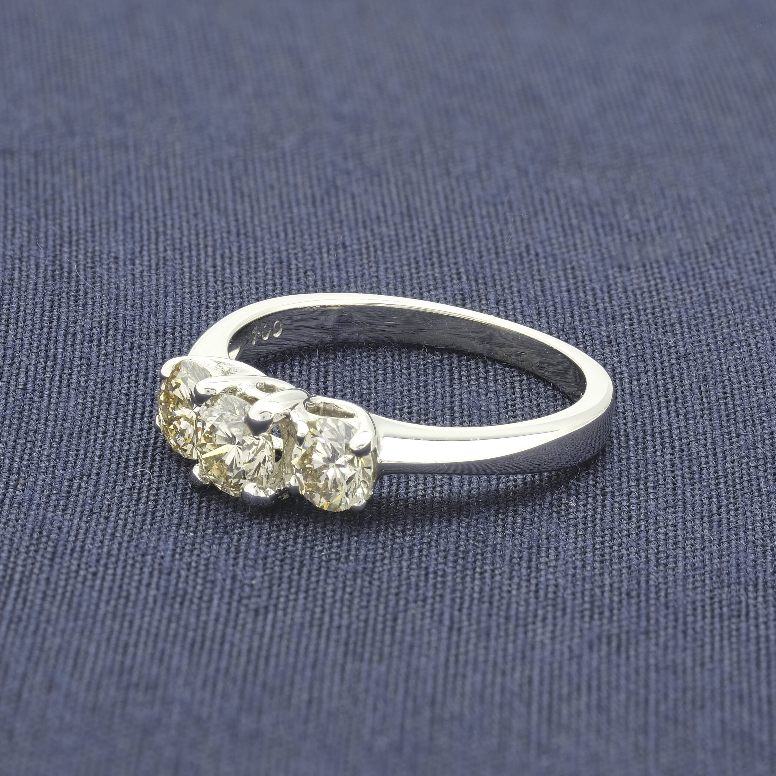 18ct White Gold 0.83ct Champagne Diamond Trilogy Ring

