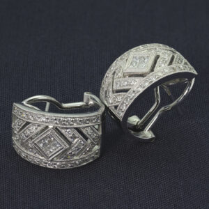 18ct White Gold 0.60ct Diamond Milgrain Half Hoop Earrings