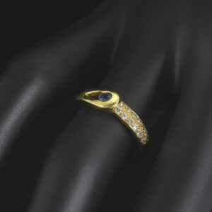 18ct Yellow Gold 0.05ct Diamond And Sapphire Loop Ring