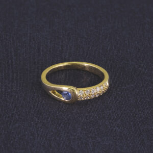 18ct Yellow Gold 0.05ct Diamond And Sapphire Loop Ring