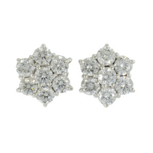 18ct White Gold 1.80ct Diamond Cluster Earrings