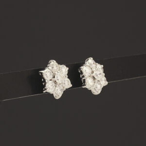 18ct White Gold 1.80ct Diamond Cluster Earrings