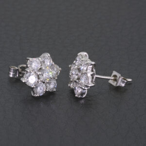 18ct White Gold 1.80ct Diamond Cluster Earrings