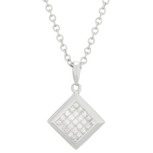 18ct White Gold 1.00ct Princess Cut Diamond Necklace 18&#8243; 2mm