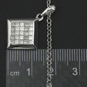 18ct White Gold 1.00ct Princess Cut Diamond Necklace 18&#8243; 2mm