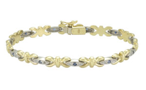 9ct Yellow and White Gold Sapphire and Diamond Bracelet 7.5&#8243; 6mm