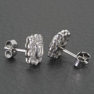 18ct White Gold 0.80ct Diamond Cluster Earrings