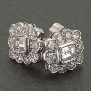 18ct White Gold 0.80ct Diamond Cluster Earrings