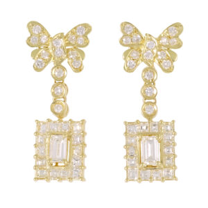 18ct Yellow Gold 2.00ct Diamond Butterfly Drop Earrings