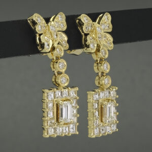 18ct Yellow Gold 2.00ct Diamond Butterfly Drop Earrings