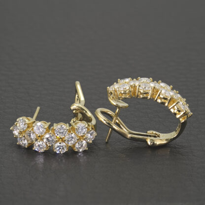 18ct Yellow Gold 1.50ct Diamond Line Cluster Earrings - Image 4